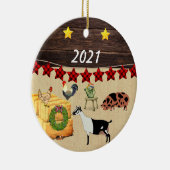 Décoration En Céramique Un pays Noël KuneKune & chèvre (Droite)