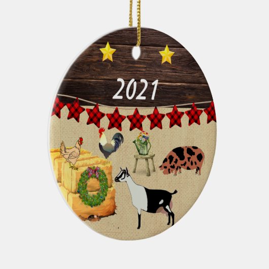 Décoration En Céramique Un pays Noël KuneKune & chèvre (Droite)