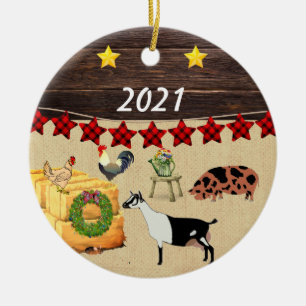 Décoration En Céramique Un pays Noël KuneKune & chèvre
