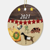 Décoration En Céramique Un pays Noël KuneKune & chèvre (Gauche)