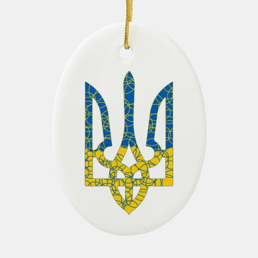 Décoration En Céramique Un trident ukrainien texturé drapeau d'Ukraine cou (Devant)