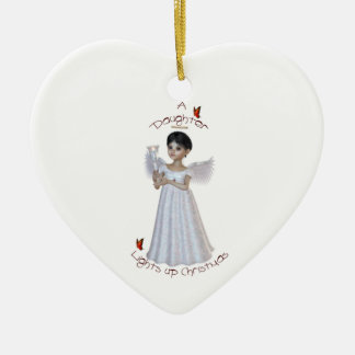 Décoration En Céramique Une fille allume Noël
