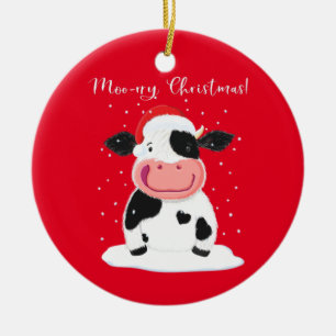 Décoration En Céramique Une Jolie Vache Holstein Vous Souhaite Un Joyeux N