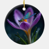Décoration En Céramique Une libellule sur une fleur de crocus (Dos)