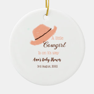 Décoration En Céramique Une petite cowgirl est en route shower bébé orange