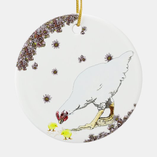 Décoration En Céramique Une poule et des poussins (Devant)