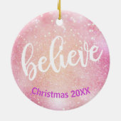 Décoration En Céramique Unicorn rose pourpre mauve fille Noël Croire (Dos)