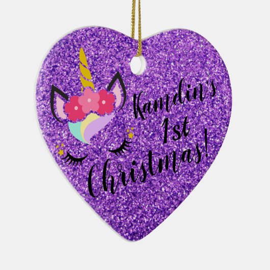 Décoration En Céramique Unicorne personnalisée Parties scintillant violet (Droite)