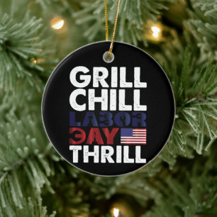Décoration En Céramique Usa America Grill Chill Fête du Travail Thrill Fêt