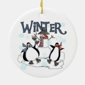 Décoration En Céramique Vacances d'hiver Snowman Penguins Patinage sur gla (Dos)