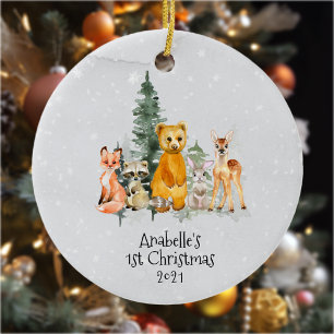 Décoration En Céramique Vacances d'hiver Woodland Animal 1er Noël