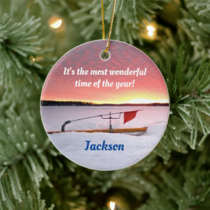 Décoration En Céramique Vacances pêche sur glace amusante