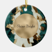 Décoration En Céramique Vache blanche turquoise or (Devant)