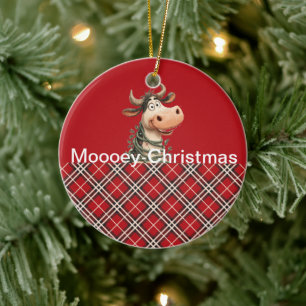 Décoration En Céramique Vache de Noël