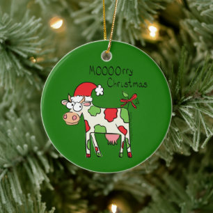 Décoration En Céramique Vache de Noël Drôle caricature pour enfants