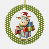Décoration En Céramique Vache de Noël Pun  (Devant)