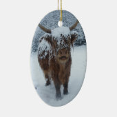 Décoration En Céramique Vache des Highlands dans la neige (Droite)