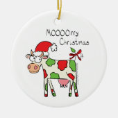 Décoration En Céramique Vache Drôle Caricature Noël (Devant)