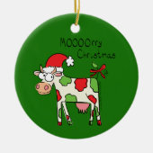 Décoration En Céramique Vache Drôle Caricature Noël (Devant)