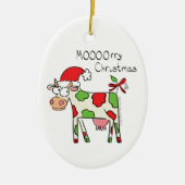 Décoration En Céramique Vache Drôle Caricature Noël (Devant)