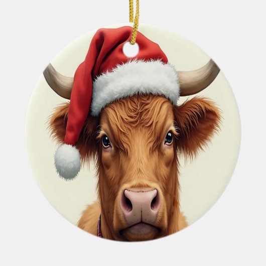 Décoration En Céramique Vache Highland Joyeux Noël (Devant)