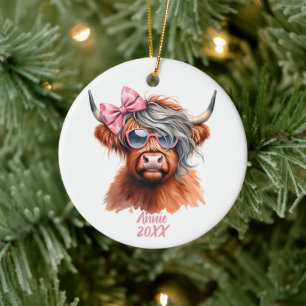 Décoration En Céramique Vache personnalisée mignonne avec noeud