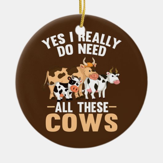 Décoration En Céramique Vaches mignonnes Animal de ferme Oui J'Ai Vraiment (Devant)