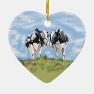 Décoration En Céramique Vaches qui s'embrassent 