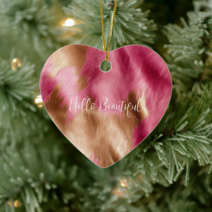 Décoration En Céramique Vachette de cowgirl en or rose de l'Ouest