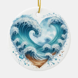 DÉCORATION EN CÉRAMIQUE VAGUES EN COULEUR D'EAU SUR LA PLAGE