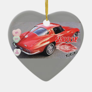 Décoration En Céramique Valentine Red Corvette Split Window Classic