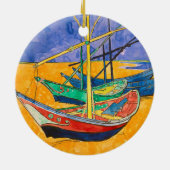 Décoration En Céramique Van Gogh Bateaux Plage impressionniste (Dos)