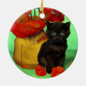 Décoration En Céramique Van Gogh Black Kitten Fleurs rouges (Dos)