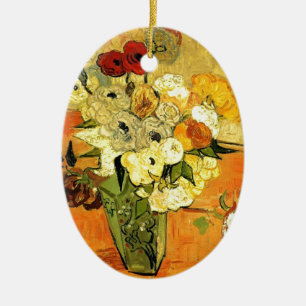 Décoration En Céramique Van Gogh peignant des fleurs capricieuses et des v