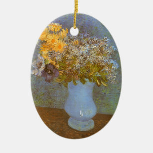 Décoration En Céramique Vase de Vincent van Gogh avec lilas, marguerites, 
