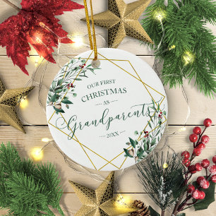Décoration En Céramique Végétation Notre Premier Noël Grands-Parents 2020