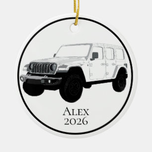 Décoration En Céramique Véhicule utilitaire tout-terrain blanc à grille 7 