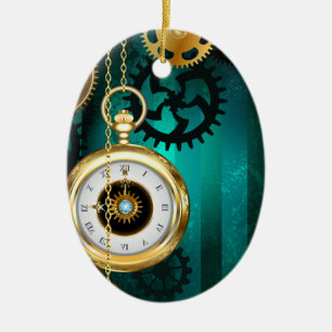Décoration En Céramique Veille bijoux Steampunk sur un Arrière - plan vert