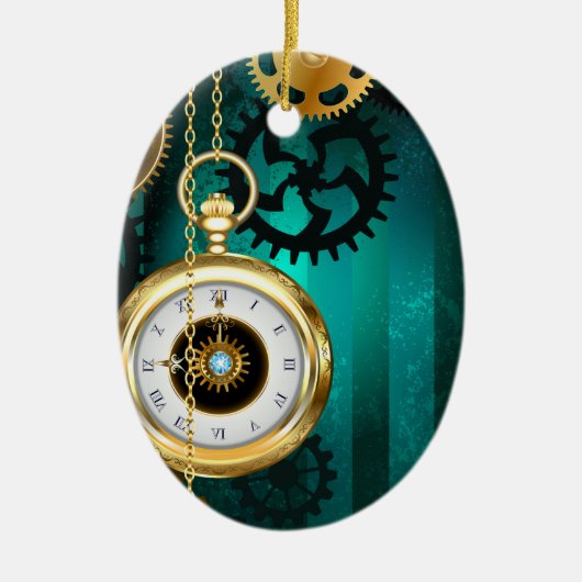 Décoration En Céramique Veille bijoux Steampunk sur un Arrière - plan vert (Devant)