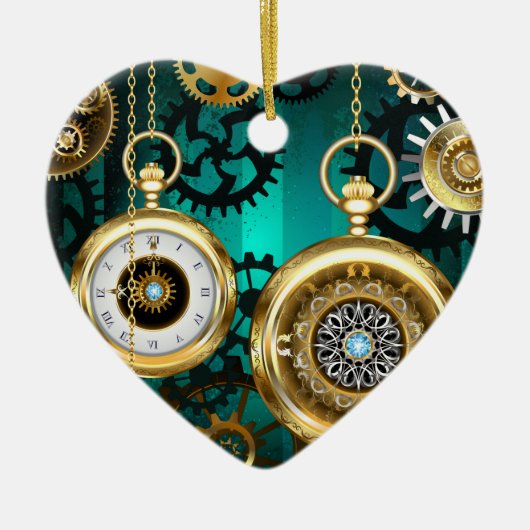 Décoration En Céramique Veille bijoux Steampunk sur un Arrière - plan vert (Devant)