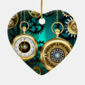 Décoration En Céramique Veille bijoux Steampunk sur un Arrière - plan vert (Dos)