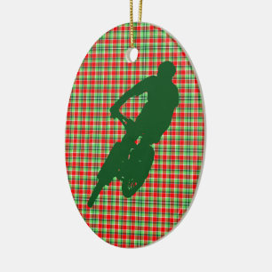 Décoration En Céramique Vélo de montagne vert sur l'ornement de Noël