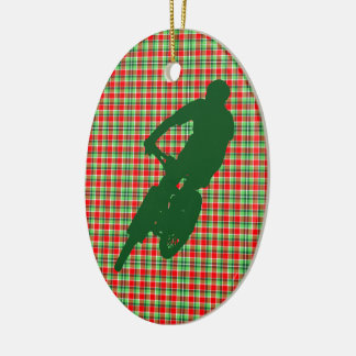 Décoration En Céramique Vélo de montagne vert sur l'ornement de Noël
