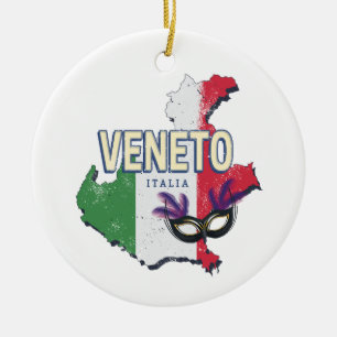 Décoration En Céramique Veneto Italie Région Rétro Carte Souvenir Vintage