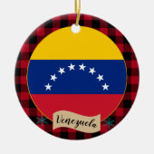 Décoration En Céramique Venezuela, Plaid de buffle rouge & Drapeau vénézué (Devant)