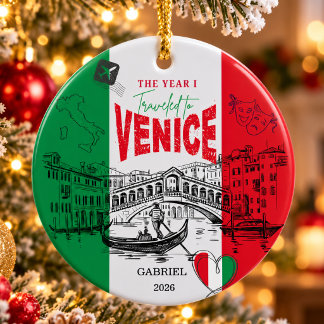 Décoration En Céramique Venise Italie Vacances Souvenir Année Nom Personna