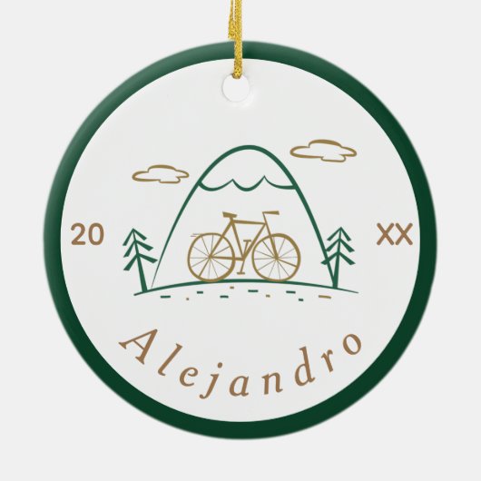 Décoration En Céramique Vert & Brown Vélo Design Cyclisme Thème (Dos)