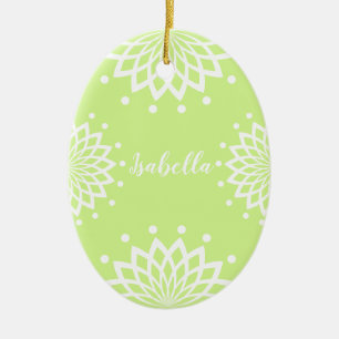Décoration En Céramique Vert et blanc personnalisables Pâques simples