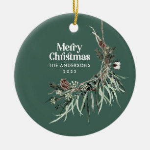 Décoration En Céramique Vert moderne élégant aquarelle botanique