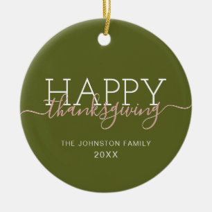 Décoration En Céramique Vert olive Joyeux thanksgiving